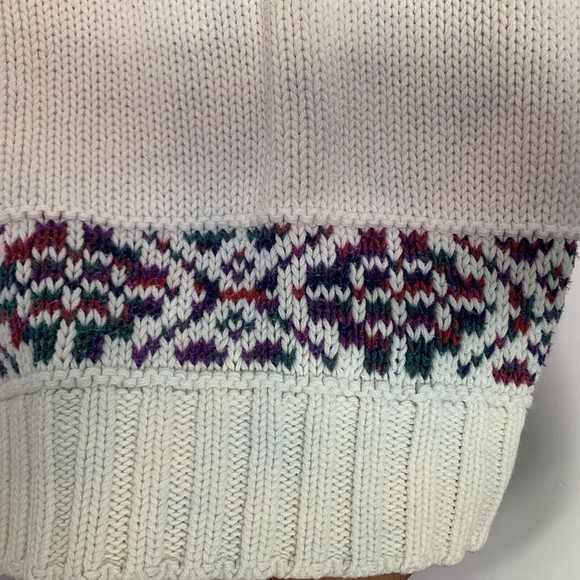 Vintage Winona Knits Snowflake Sweater Winter White Cotton Crewneck Pullover M - Picture 10 of 12